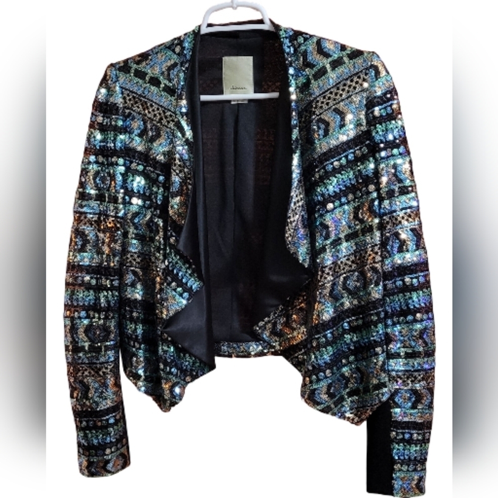 Anthropologie “elevenses” Glam Sequin Open Blazer, Size S, Brand New